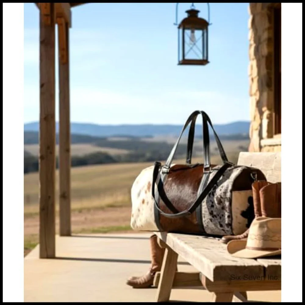 Real Cowhide Leather Duffel Bag Large Travel Sports Gym Bag